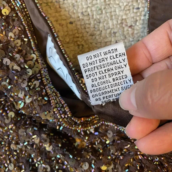 VTG Scala Silk Sequins V Neck Whimsigoth Fairy Lady 12 Evening Party Blouse Top - Picture 4 of 12